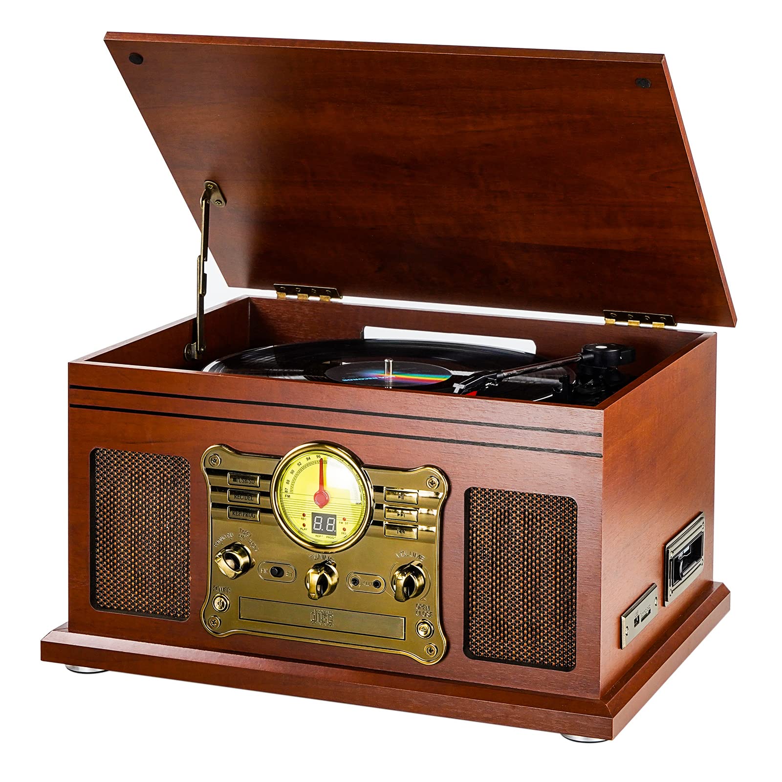 10-in-1 Bluetooth Record Player Multifunctional 3-Speed Turntable