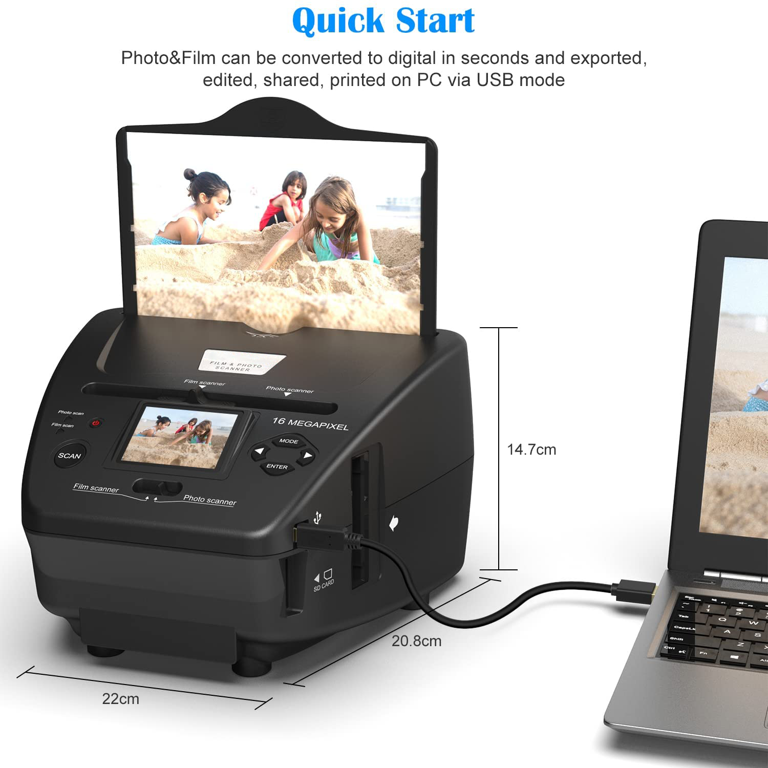 All-in-One High Resolution 16MP Film Scanner 