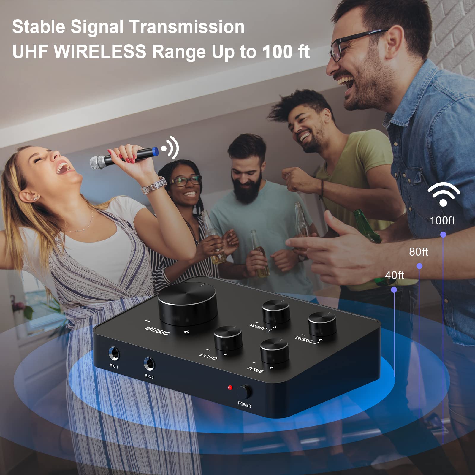 Wireless Microphone Karaoke Mixer System