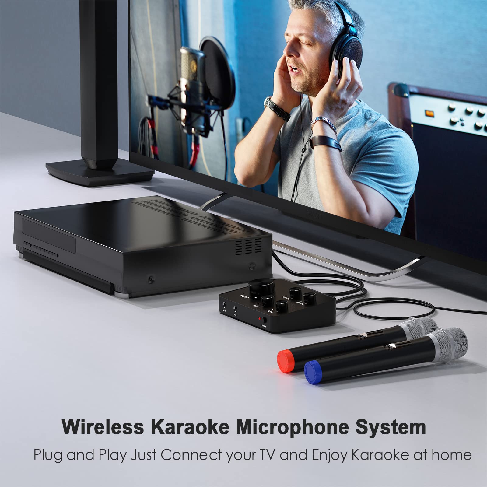 Wireless Microphone Karaoke Mixer System