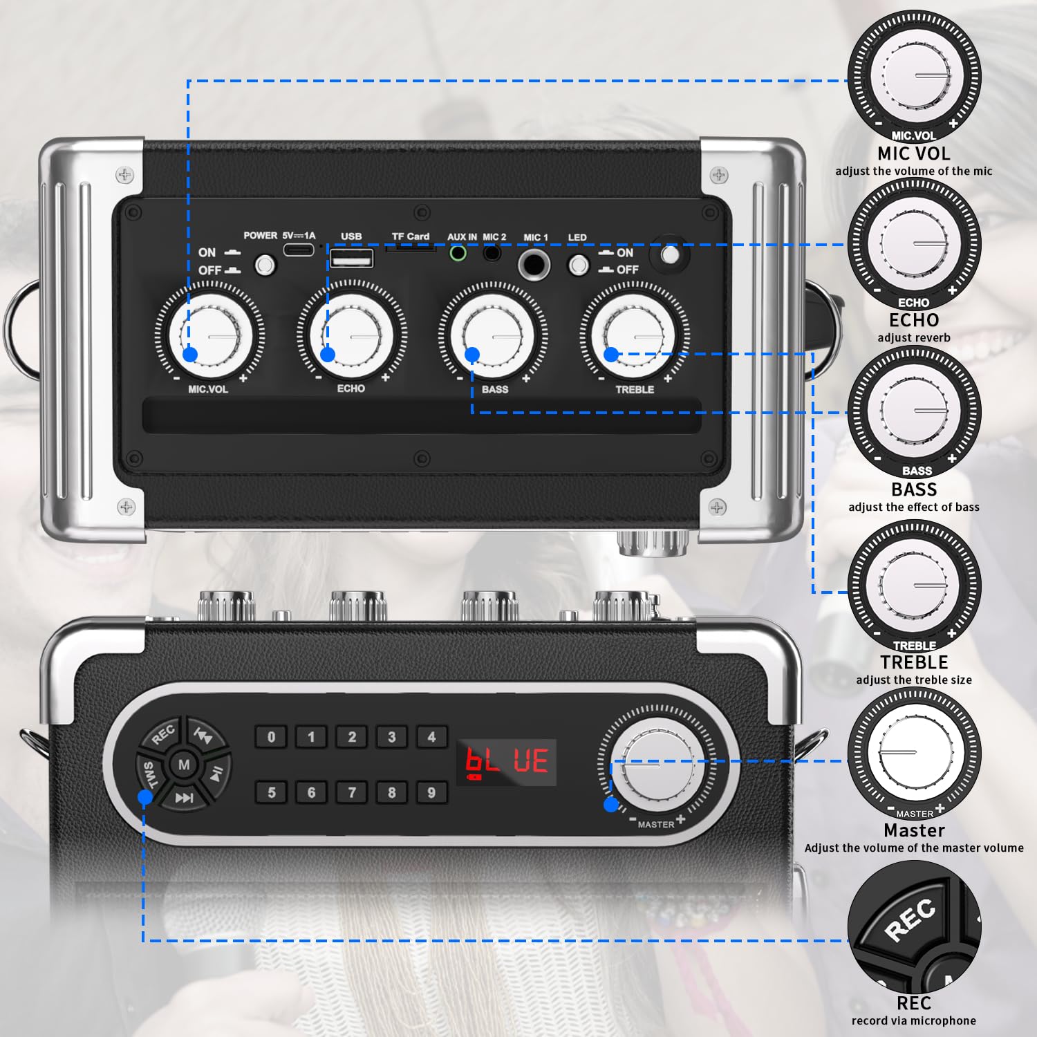 Karaoke Machine with 2 Wireless Microphones