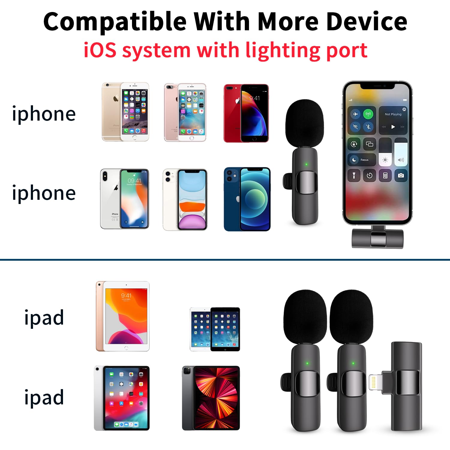 Professional Wireless Lavalier Lapel Microphone for iPhone iPad