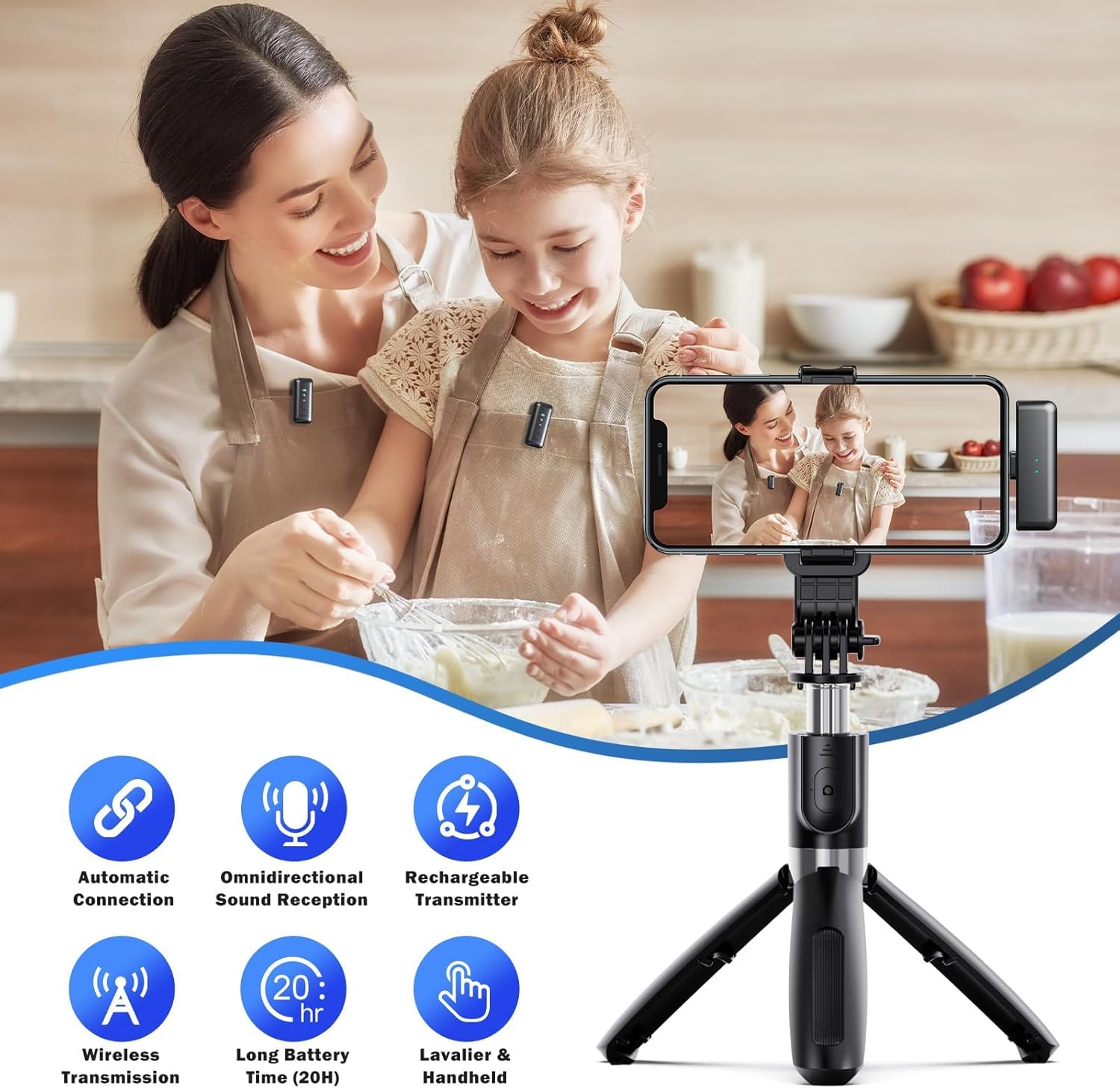 Wireless Lavalier Microphone for iPhone Android