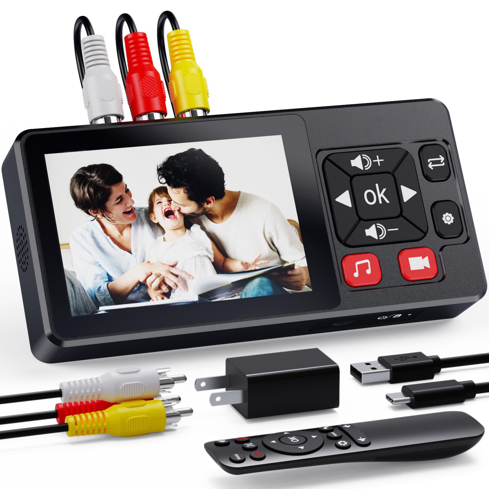 Video to Digital Converter 2.0, VHS to Digital Converter Recorder with Remote, Convert Record Video Audio from VHS, VCR, DVR, DVD, Hi8, Mini DV Players, Camcorder, Gaming Consoles(Players Needed)